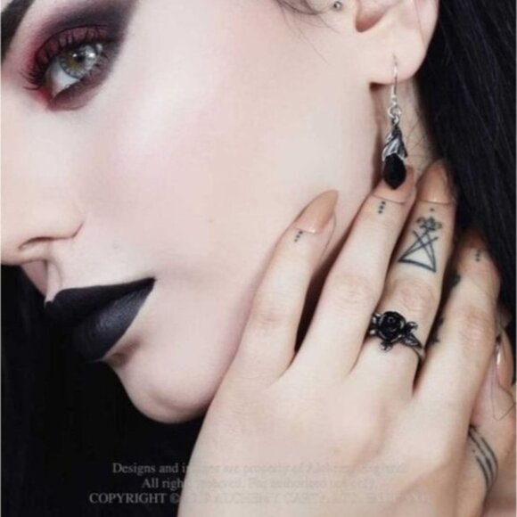 Empyrean Tear Earrings – Alchemy Gothic Crystal Drop w/ Pewter Mount – 3 Colors - Picture 2 of 8